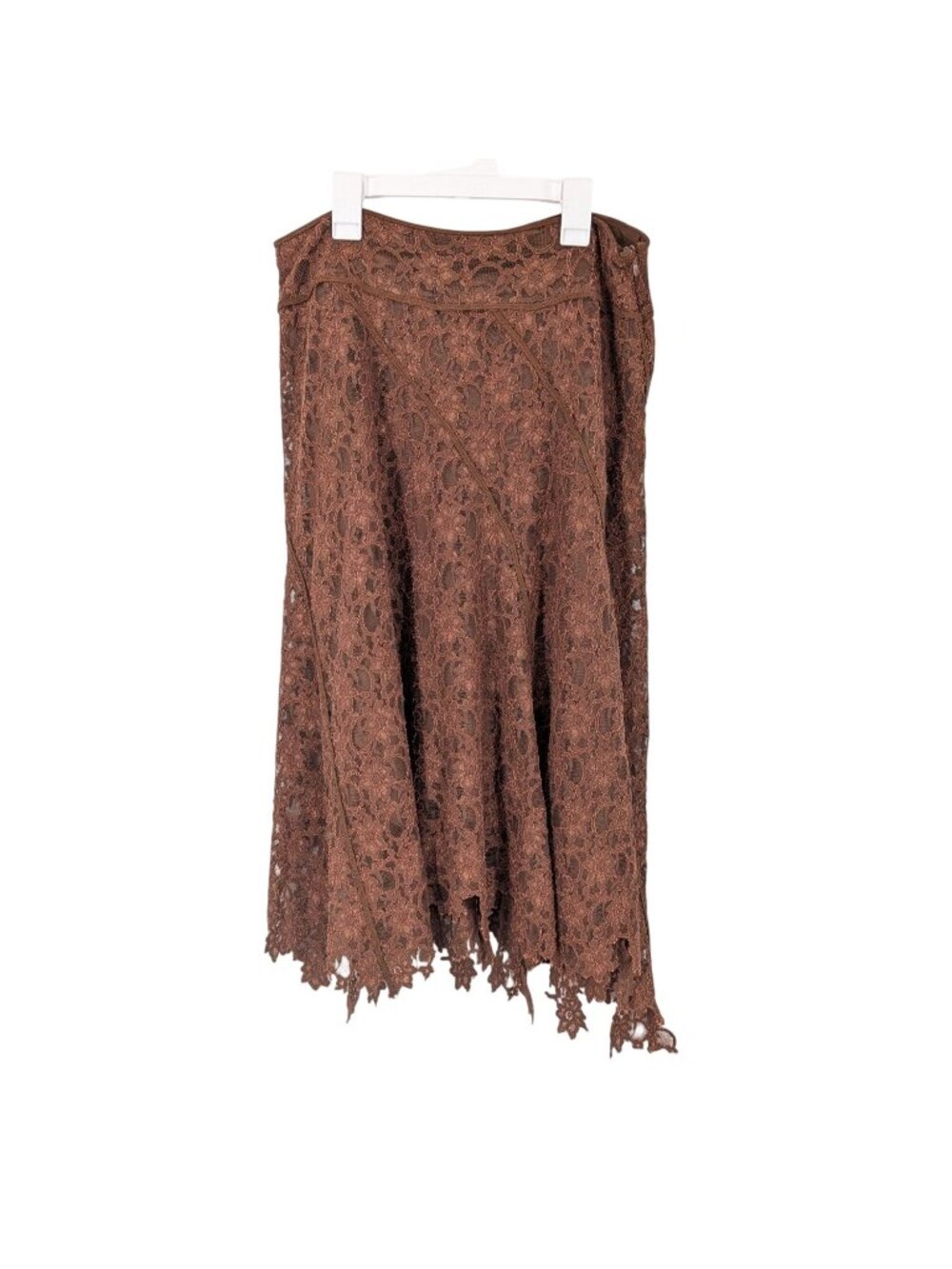 Vintage Y2K Lace Asymmetrical Midi Skirt Silk Lined Boho Whimsigoth Romantic 8